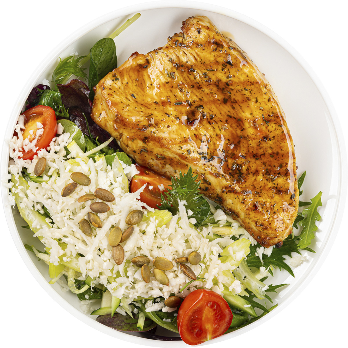 Отбивная из филе индейки с зелёным салатом «от шефа»