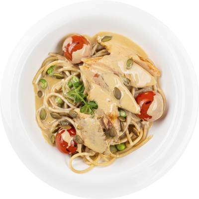 Паста с лососем под сливочным соусом