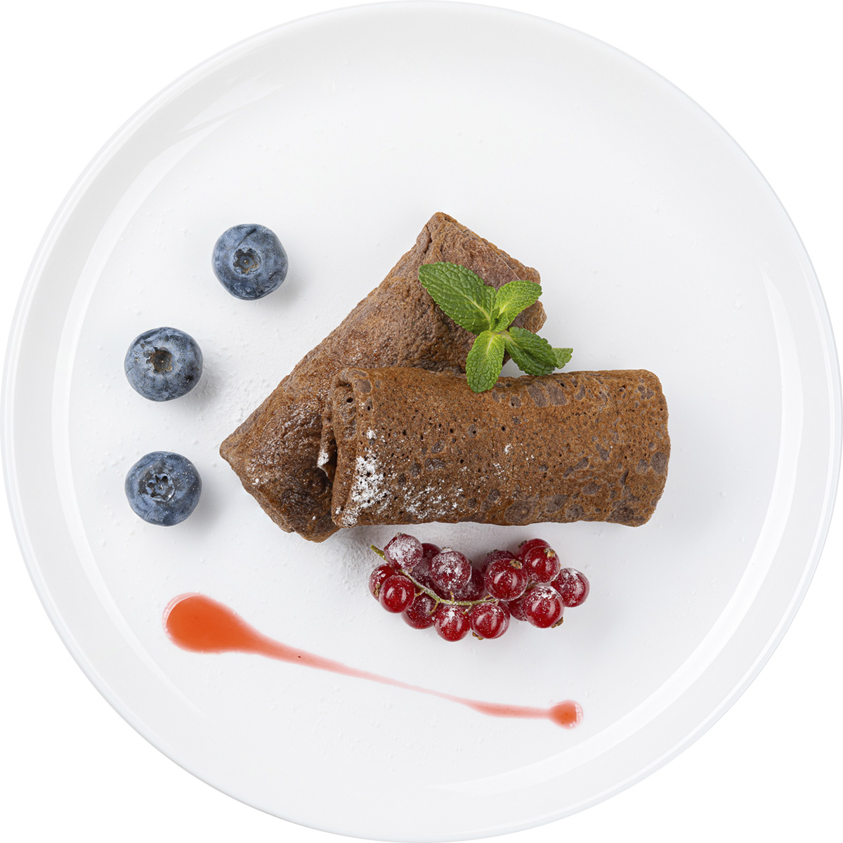 Блинчики с творогом, курагой и черносливом, (порция 2 шт)