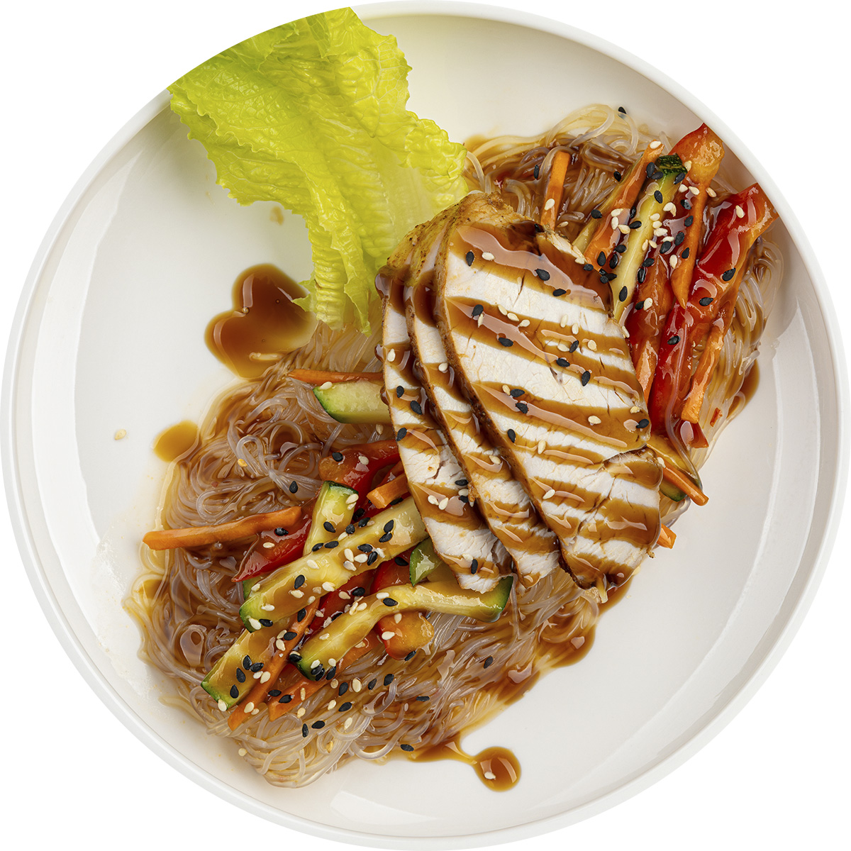 Фунчоза с курицей под кисло-сладким соусом